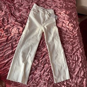 NWT Zara Wide Leg Off White Crop Jeans
